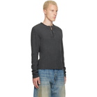 424 Black Long-Sleeve Thermal Jersey Henley