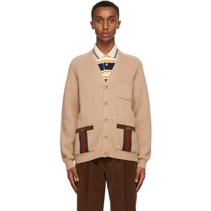 Photo: Gucci Tan Wool Web Cardigan