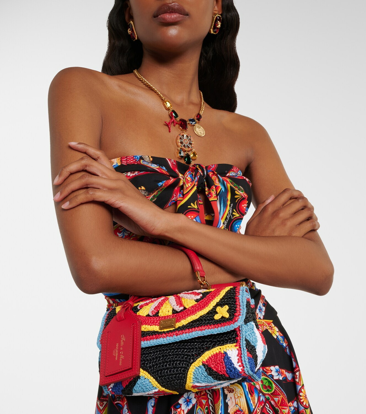 Dolce&Gabbana My Sicily Mini crochet top-handle bag