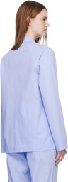 Tekla Blue Poplin Long-Sleeved Pyjama Shirt