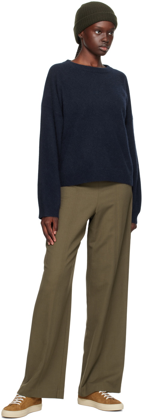 Yves Salomon Khaki Ribbed Beanie