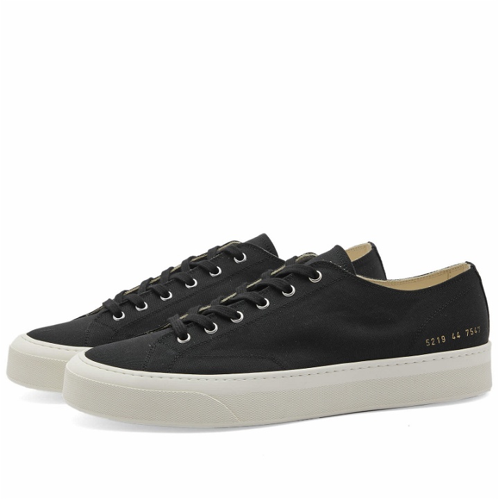 Photo: Common Projects Men's Tournament Low Classic Canvas Sneakers in Black