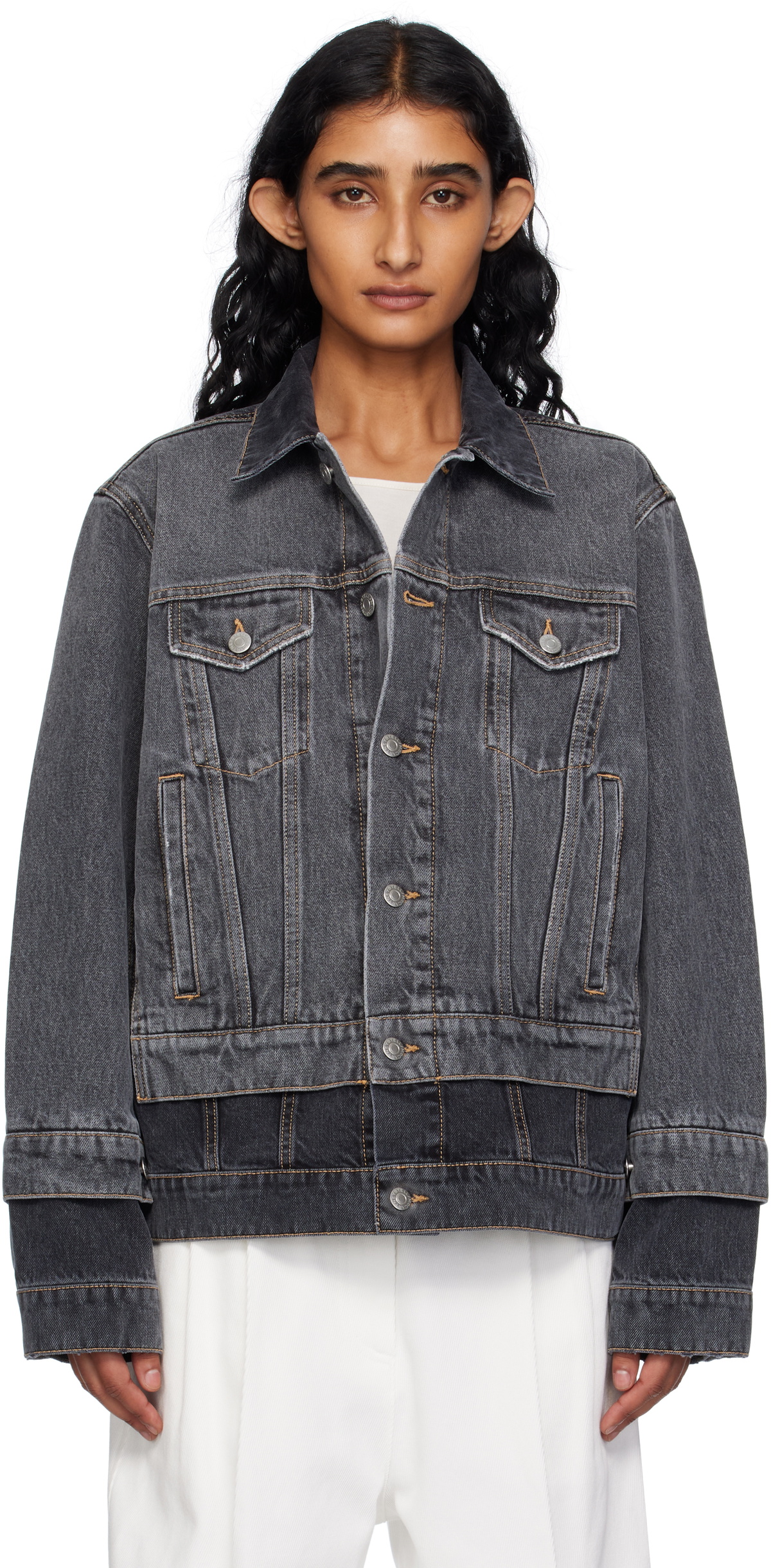 Stella McCartney Black Tonal Panelled Denim Jacket