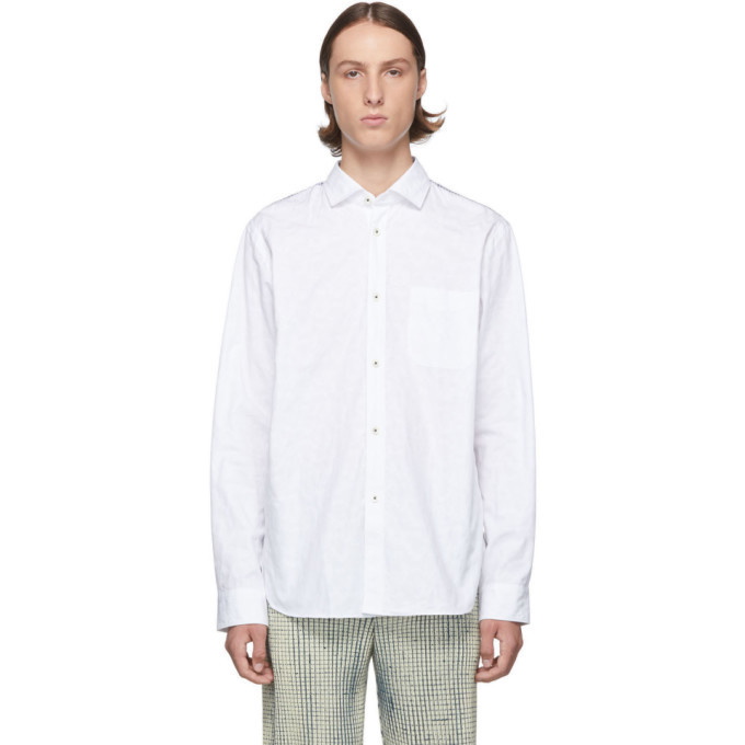 Photo: Junya Watanabe White and Blue Jacquard Shirt