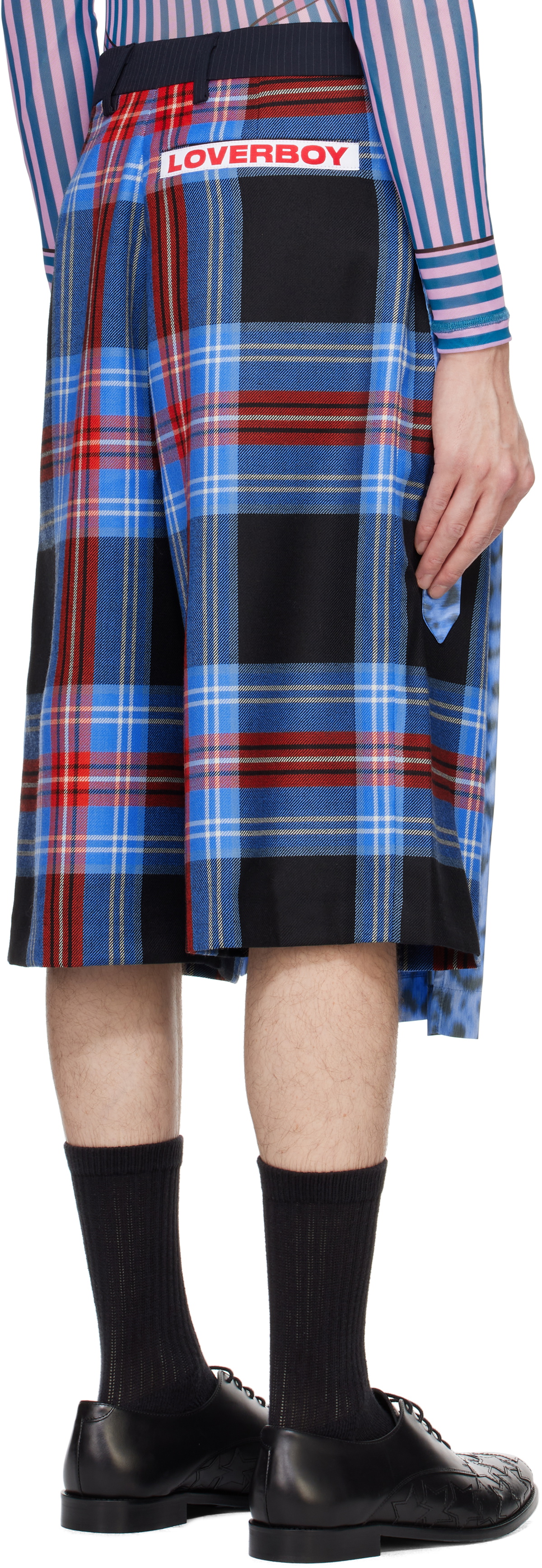 Charles Jeffrey LOVERBOY Blue & Red Pleated Skort