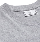 AMI - Logo-Appliquéd Cotton-Jersey T-Shirt - Gray