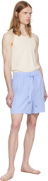 Tekla Blue Poplin Pyjama Shorts