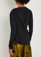 High Aslant Draped Stretch-jersey top Black