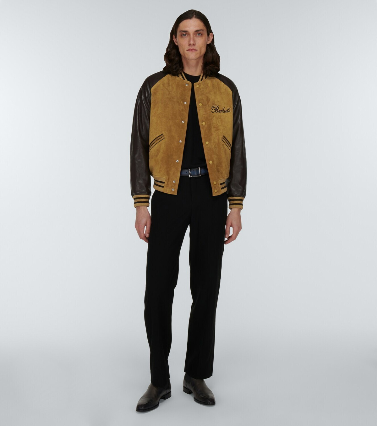 Berluti Leather-trimmed wool sweater