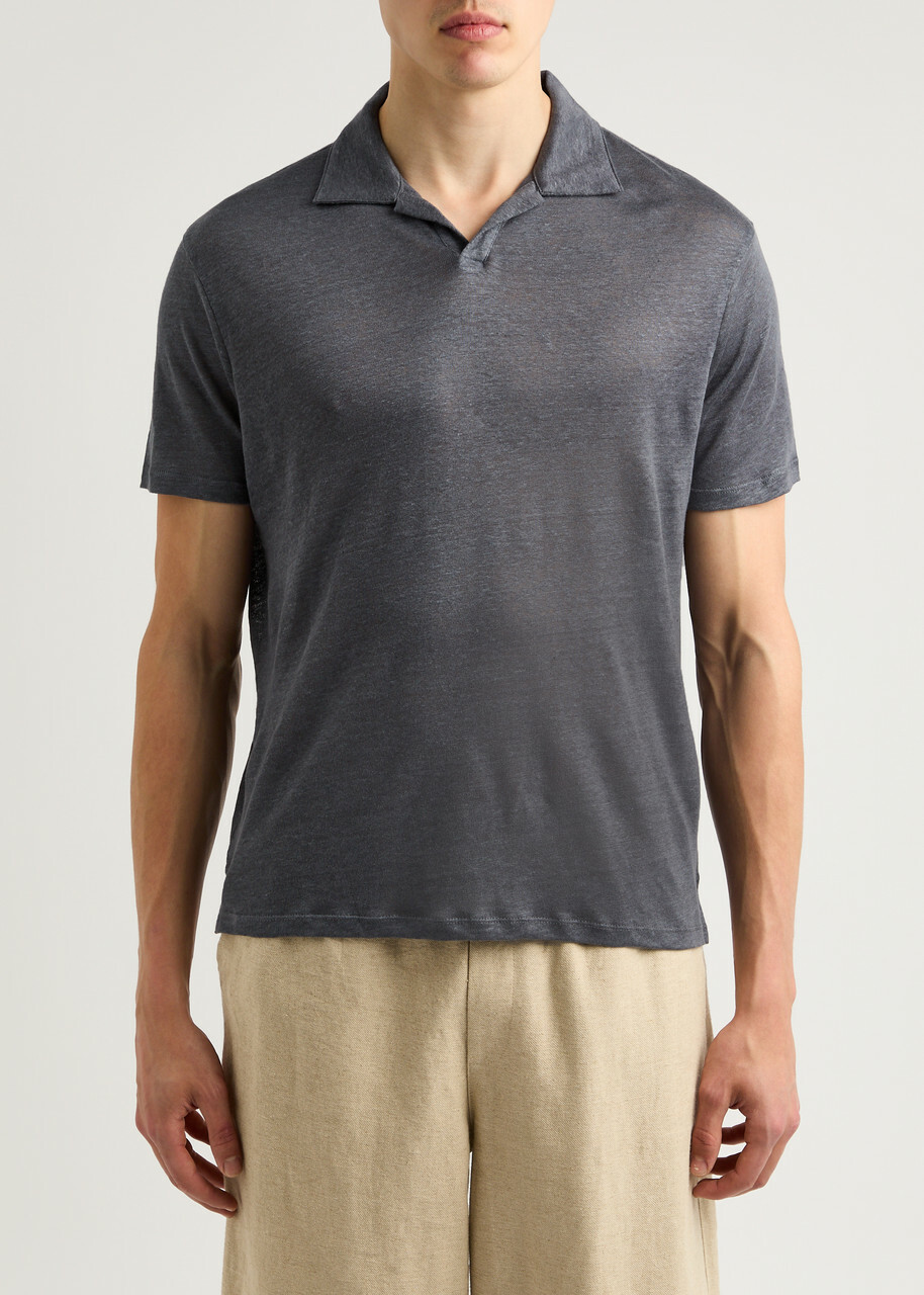 Paige Shelton Linen Polo Shirt Blue