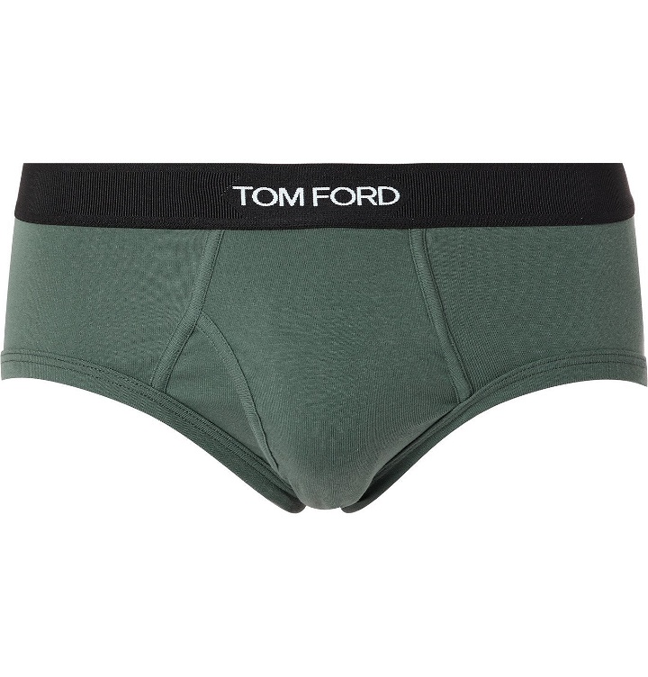 Photo: TOM FORD - Stretch-Cotton Jersey Briefs - Green