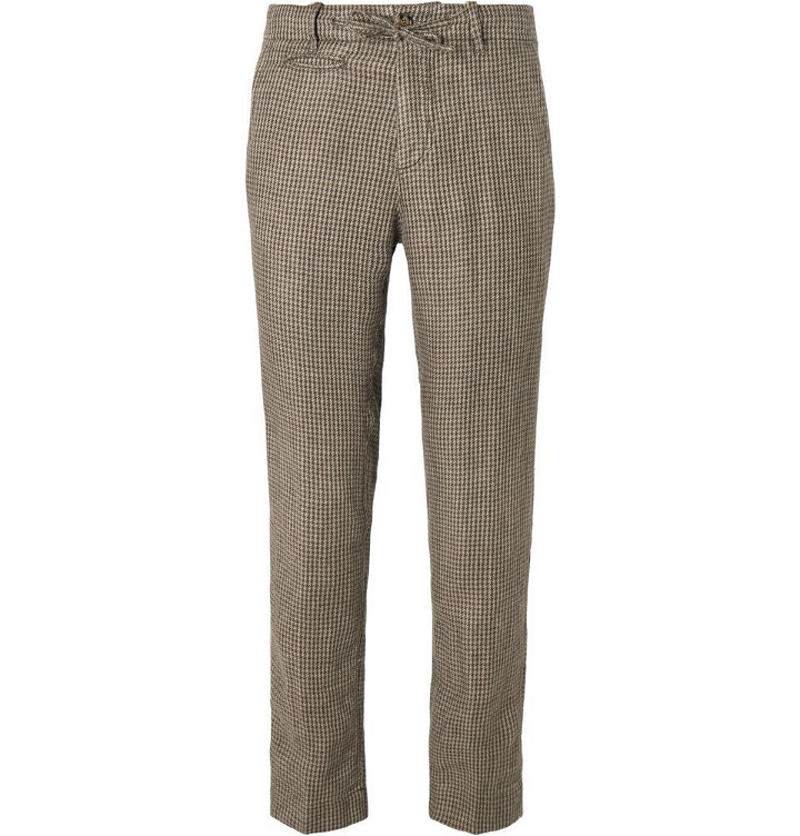 Photo: MAN 1924 - Tomi Houndstooth Linen Suit Trousers - Brown