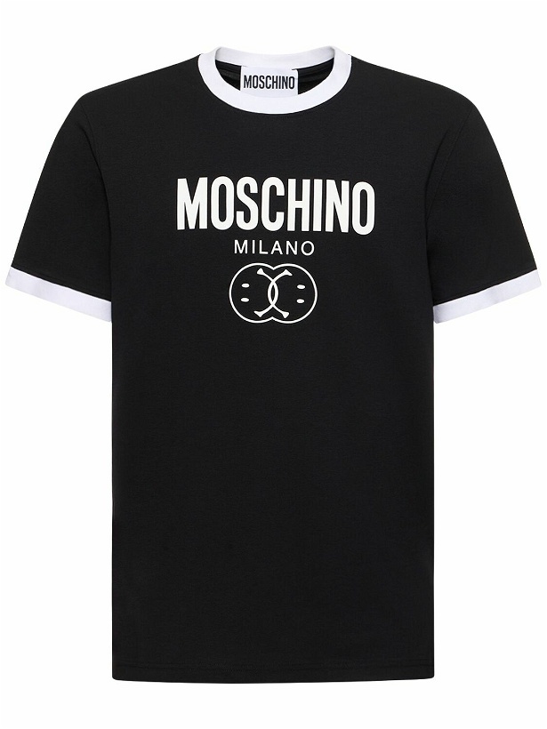Photo: MOSCHINO - Logo Print Stretch Cotton Jersey T-shirt