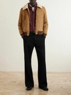 SAINT LAURENT - Shearling Blouson Jacket - Brown