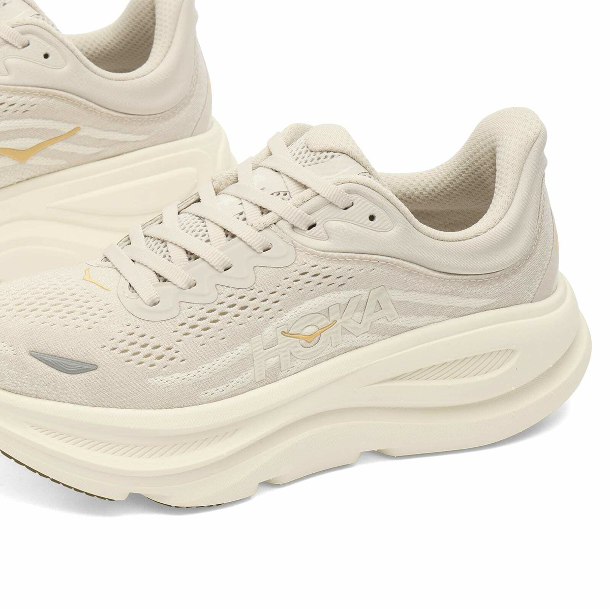 Hoka One One Women's Bondi 9 Sneaker in River Rock Grey/Alabaster