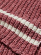 Mr P. - Striped Ribbed Donegal Merino Wool and Wool-Blend Scarf
