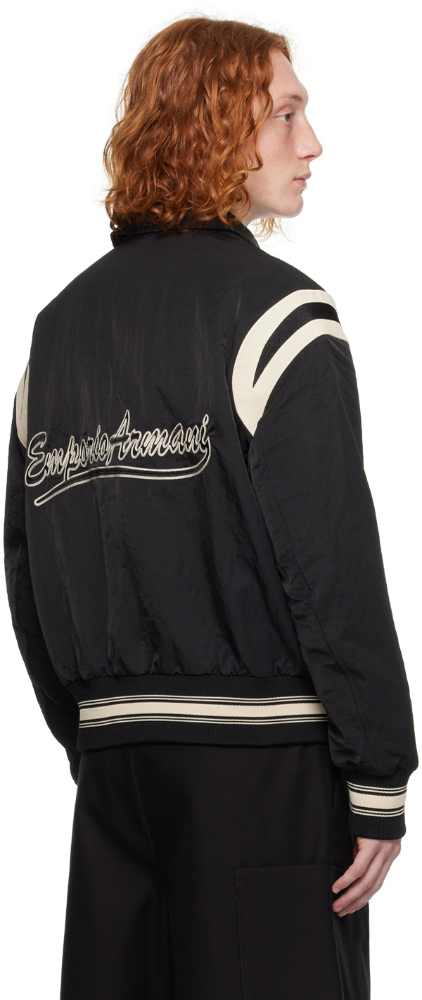 Emporio Armani Black Spread Collar Bomber Jacket