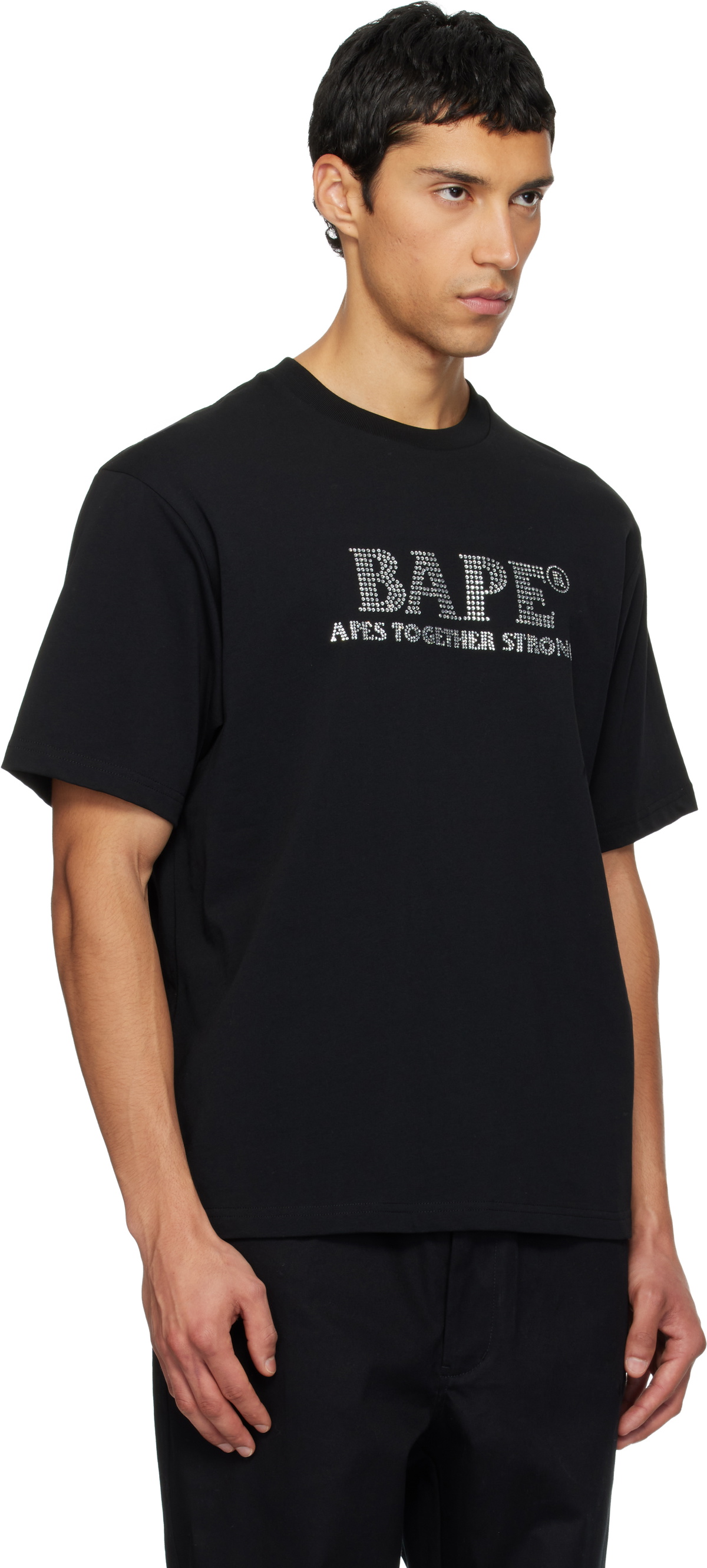 BAPE Black Rhinstone 'BAPE' Logo Relaxed Fit T-shirt