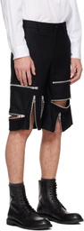 Comme des Garçons Homme Plus Black Wool Nylon Flannel Shorts