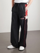 AMIRI - Straight-Leg Logo-Embroidered Striped Shell Sweatpants - Black
