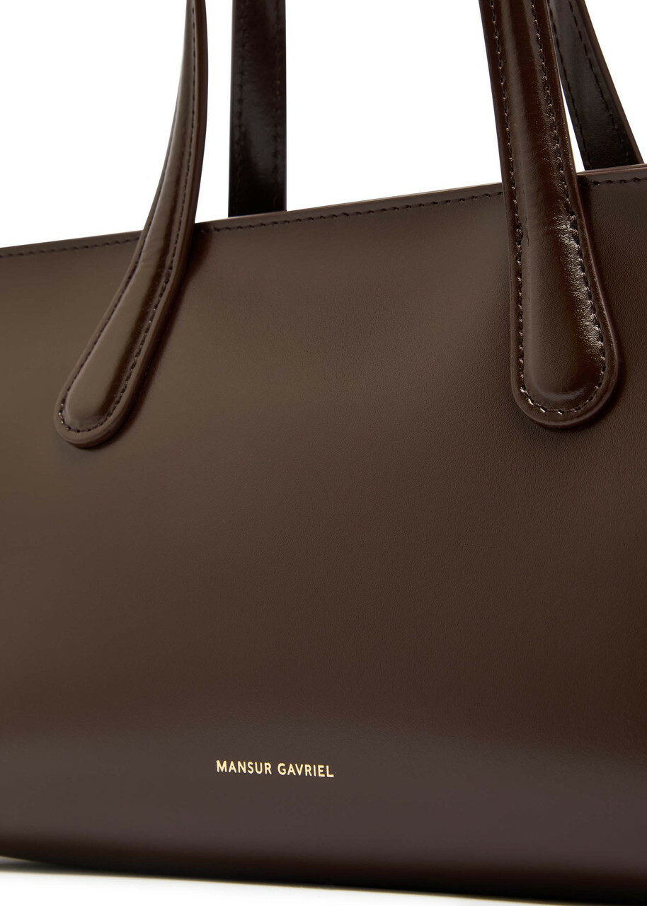 Mansur Gavriel Mini Everyday Glossed Leather top Handle bag - Chocolate - One Size