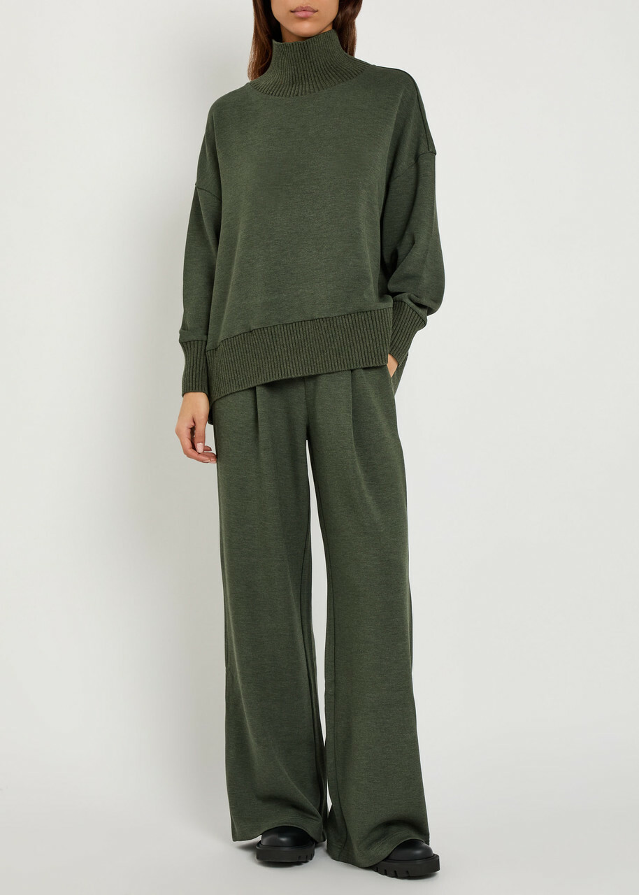 Varley The Extra Wide Leg 32 Stretch-jersey Sweatpants Olive