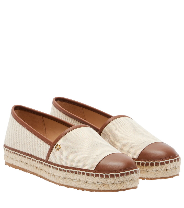 Photo: Gianvito Rossi Leather-trimmed canvas espadrilles