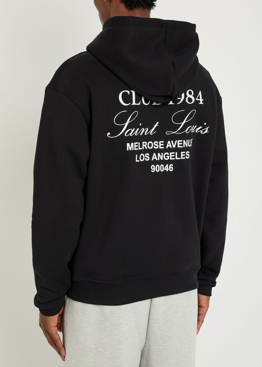 Club 1984 Melrose Printed Hooded Cotton Sweatshirt Black