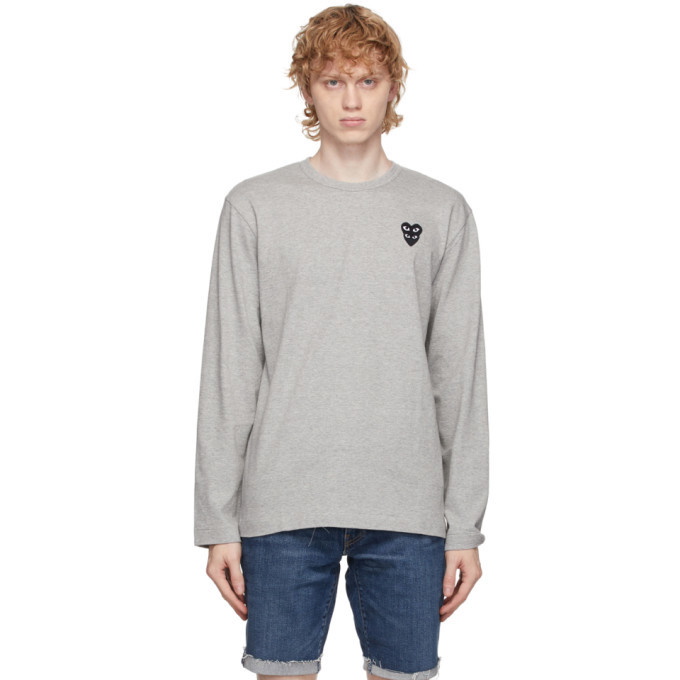 Photo: Comme des Garcons Play Grey Double Heart Long Sleeve T-Shirt