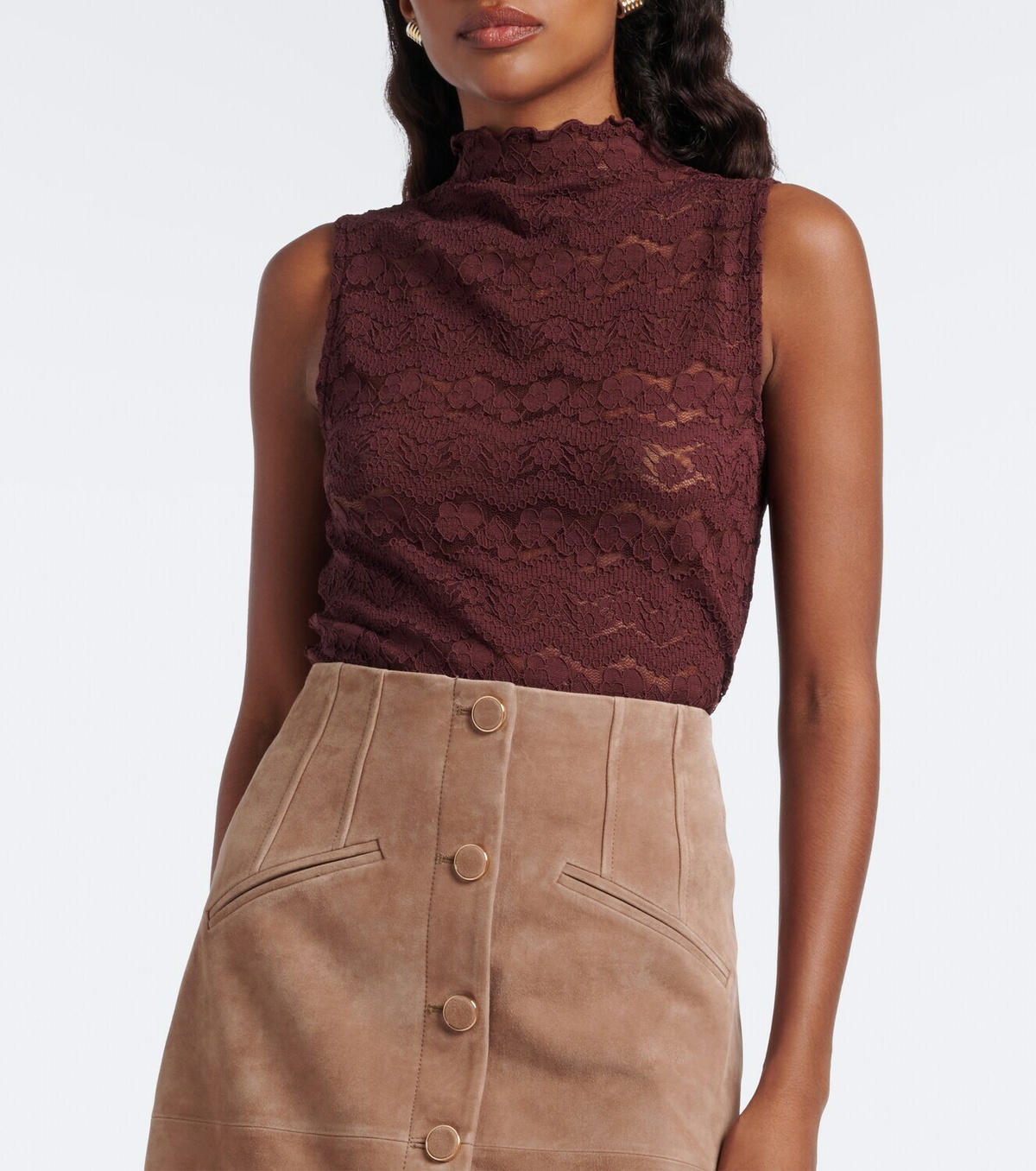 Veronica Beard Alora lace jersey top