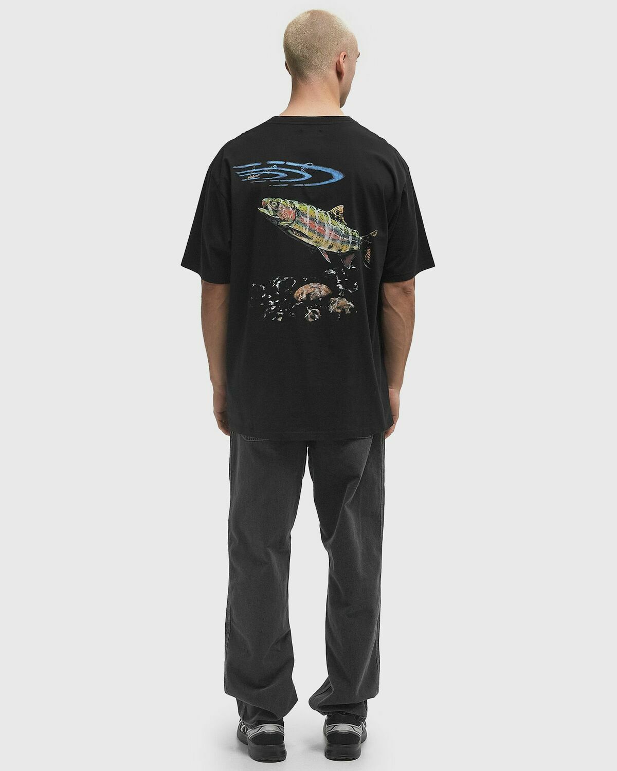WOOLRICH OVERSIZED TEE FISH GRAPHIC Black Mens Shortsleefe