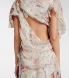 McQueen Floral asymmetric silk chiffon gown