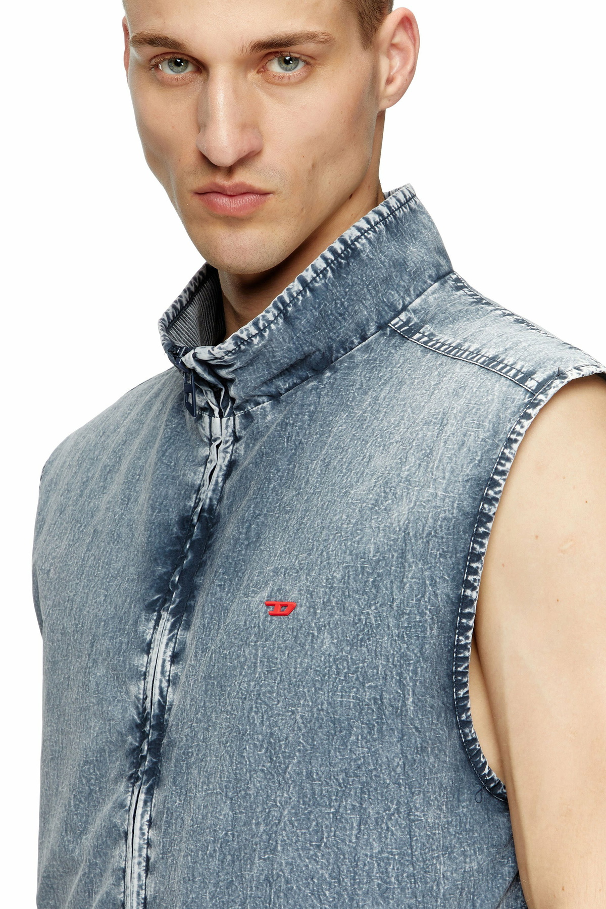 Diesel Vest in recycled nylon taslan - Jackets Mens in Blue