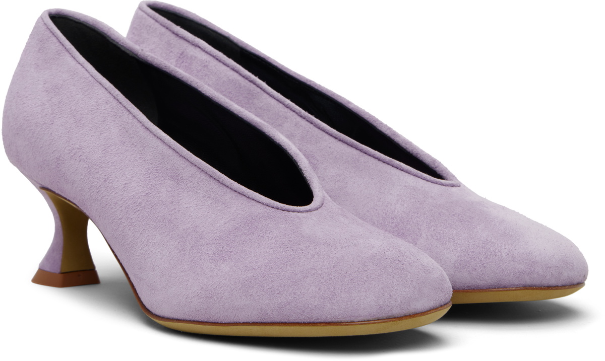 Moschino Purple Duck Suede Heels