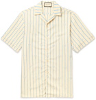 Gucci - Camp-Collar Logo-Jacquard Striped Cotton-Poplin Shirt - Neutrals