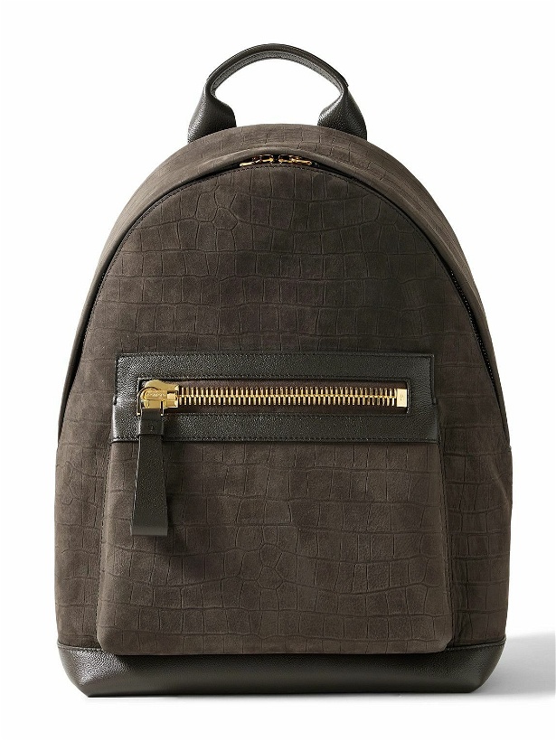 Photo: TOM FORD - Buckley Full-Grain Leather-Trimmed Croc-Effect Nubuck Backpack