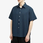 Merely Made Men's Sashiko Oversized Short Sleeve Shirt in Denim Navy