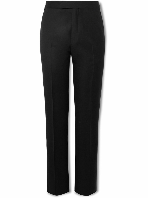 Photo: Kingsman - Straight-Leg Grosgrain-Trimmed Wool Tuxedo Trousers - Black