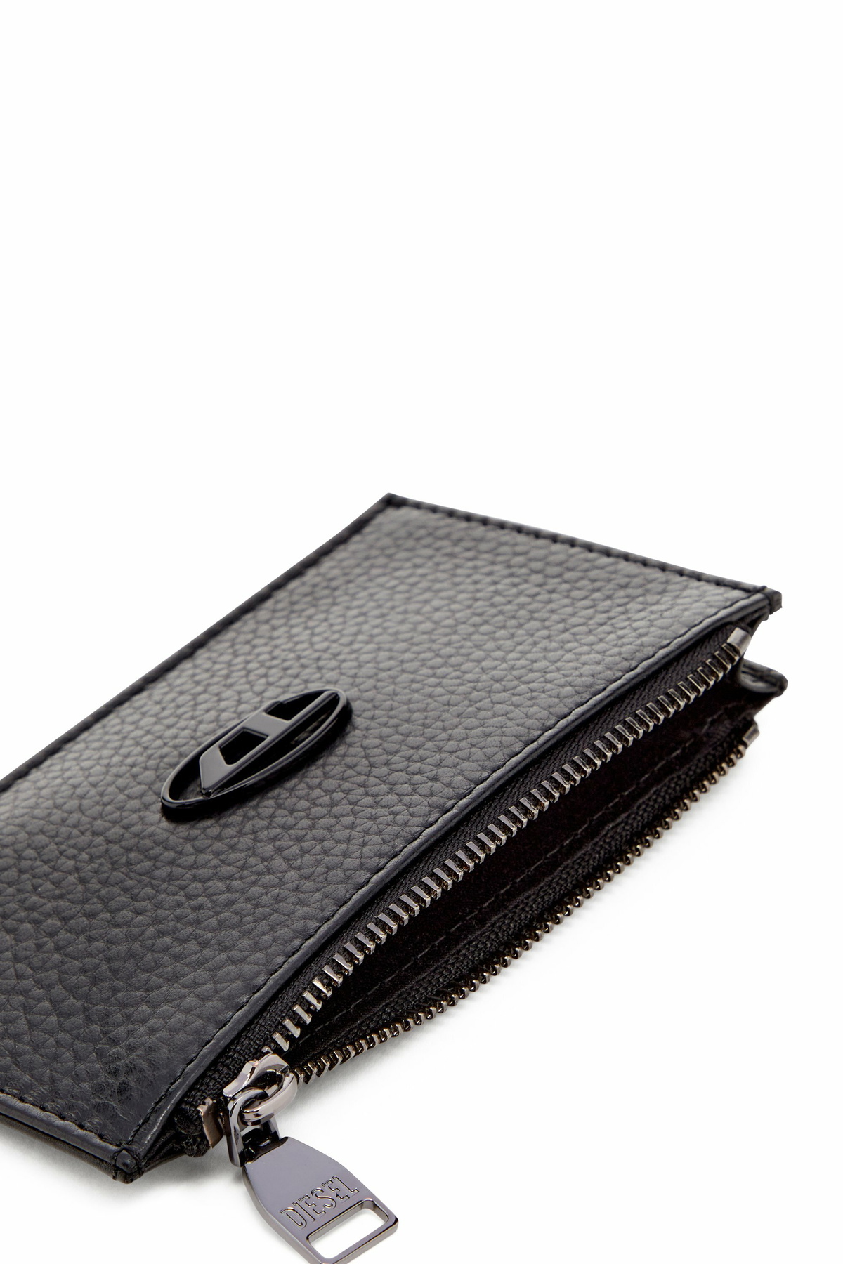 Diesel Flat card holder in grainy leather - Small Wallets Mens in Black