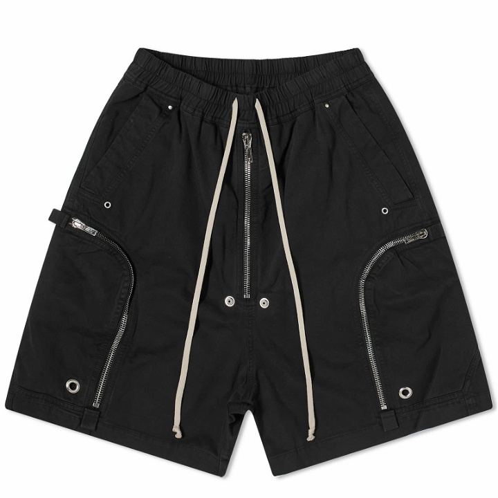 Photo: Rick Owens DRKSHDW Bauhaus Zip Detail Shorts in Black