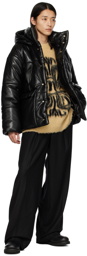 Nanushka Black Hide Vegan Leather Puffer Jacket