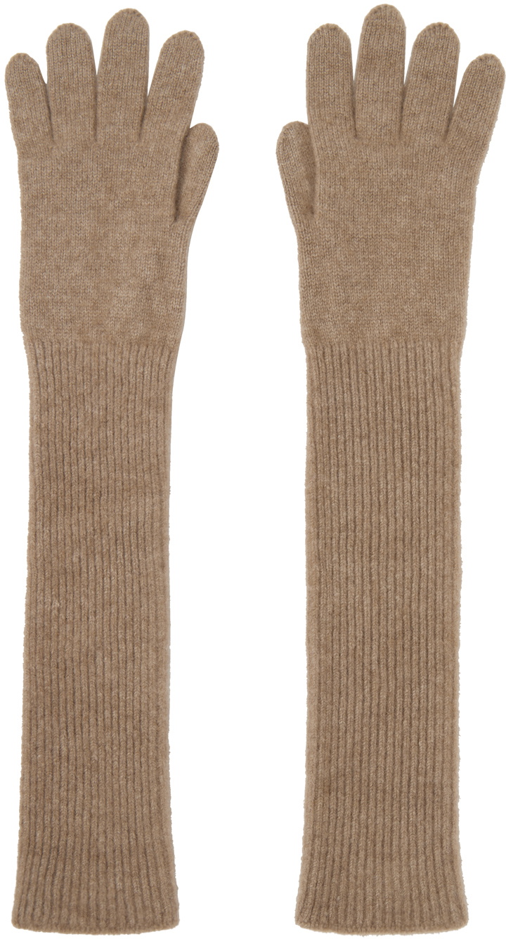 【AURALEE】BABY CASHMERE KNIIT LONG GLOVES AURALEE Taupe Baby Cashmere Knit Long Gloves Auralee