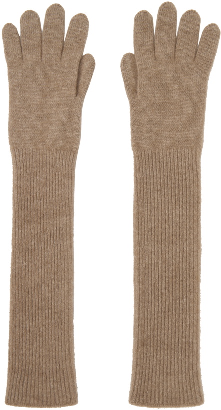 Photo: AURALEE Brown Baby Cashmere Knit Long Gloves