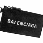 Balenciaga Men's Logo Card Case On Key Ring in Black/White