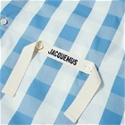 Jacquemus Men's Paper Check Shirt in Blue/White Check