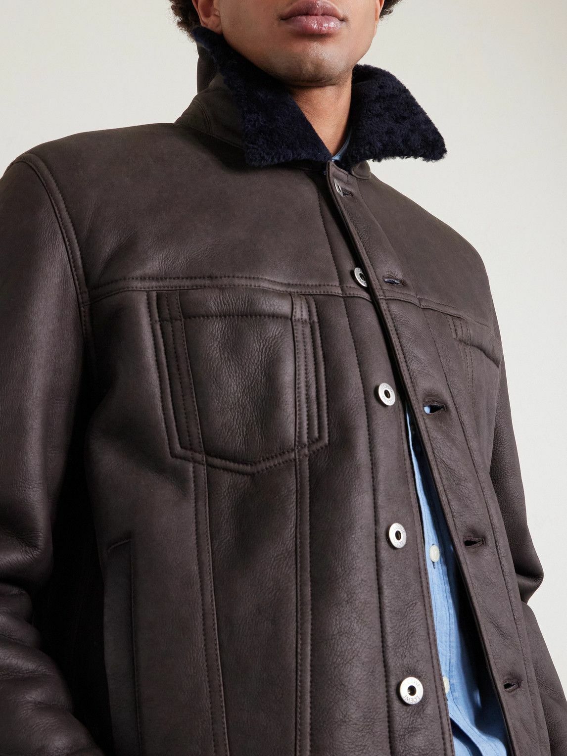 LOEWE - Shearling Trucker Jacket - Brown