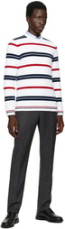 Thom Browne White Rep Stripe RWB Pullover Sweater