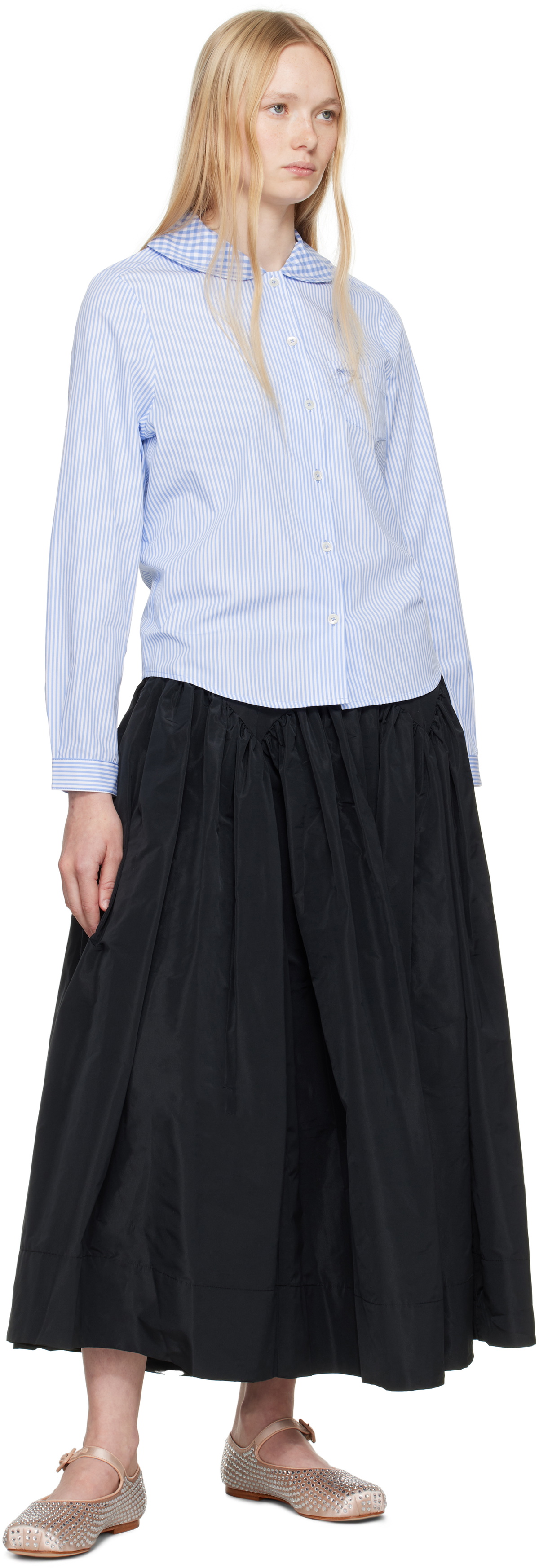 Sandy Liang Black Torcello Midi Skirt