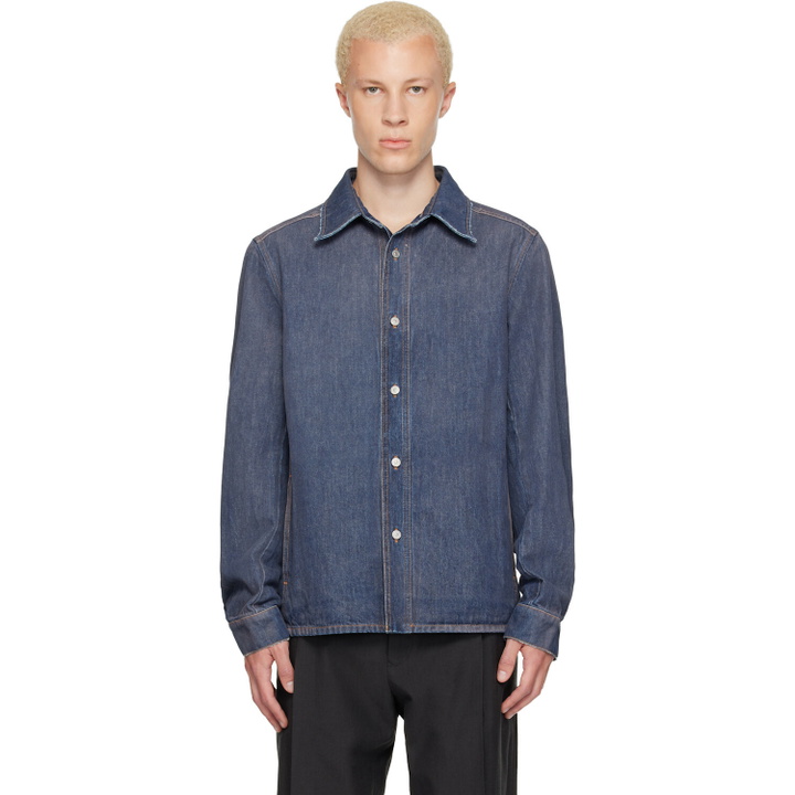 Photo: MM6 Maison Margiela Blue Long-Sleeved Denim Shirt