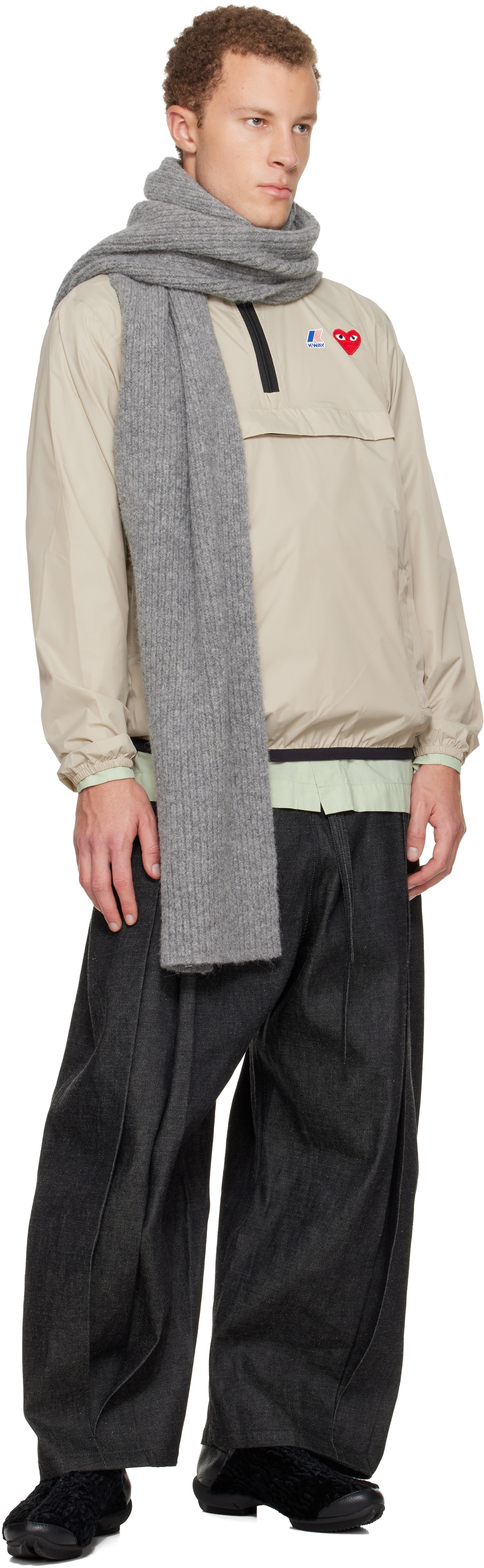 COMME des GARÇONS PLAY Beige K-Way Edition Half Zip Jacket
